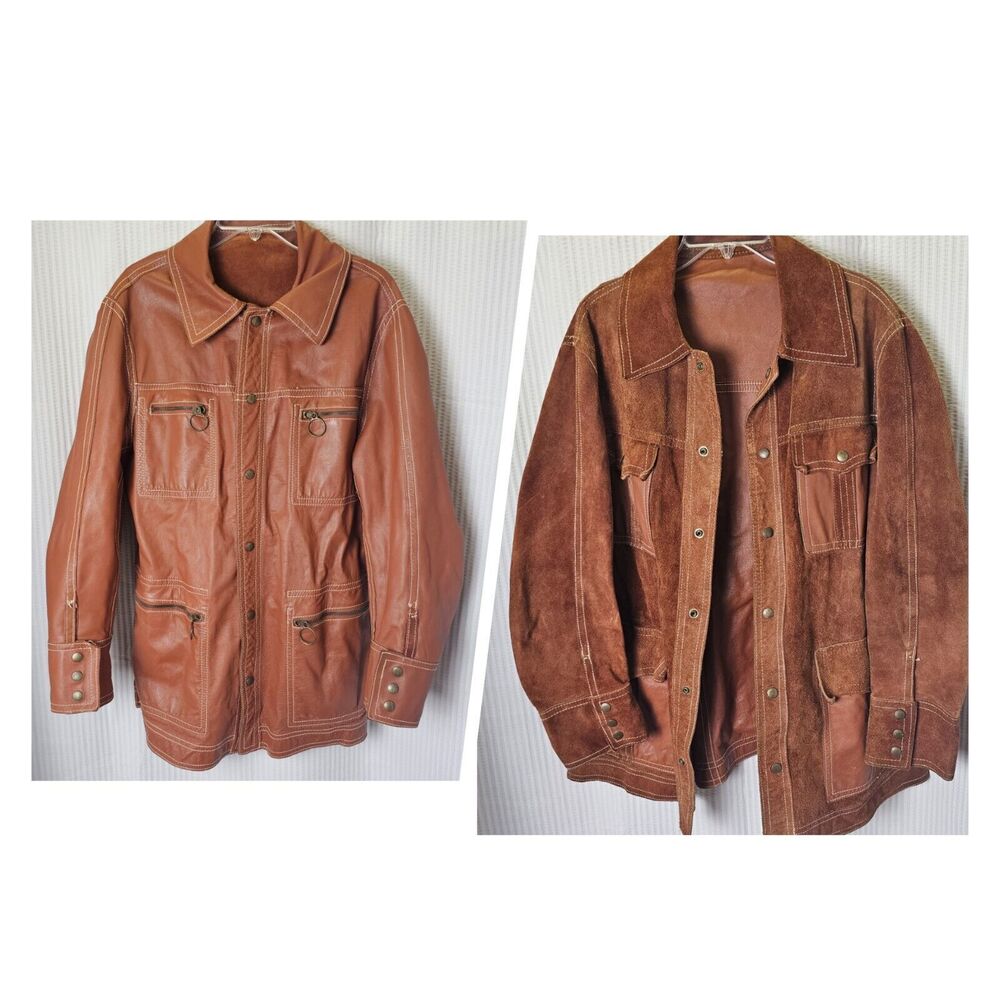 Vtg 50s‎ 60s 70s  McGREGOR SUEDE LEATHER JACKET CAR COAT Reversible NOSTALGIC